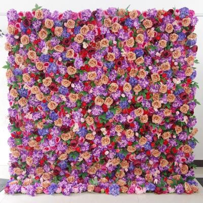 China Realistic Artificial Flowers Wedding Decor Flower Panel Wrap Back Cloth Artificial Flower Wall Backdrop Large For Events for sale