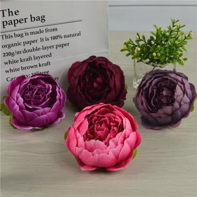 China SYB72602 Wedding Decoration Supplier DIY High Quality Realistic Artificial Flower Wall Simulation and Head Blush Realistic Fake Peony Roses Heads for sale