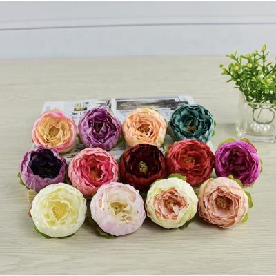 China SYB72603 Simulation Wedding Decoration DIY Supplier and Factory Artificial Flower Wall Head Pric Realistic Blush Realistic Fake Peony Roses Head for sale