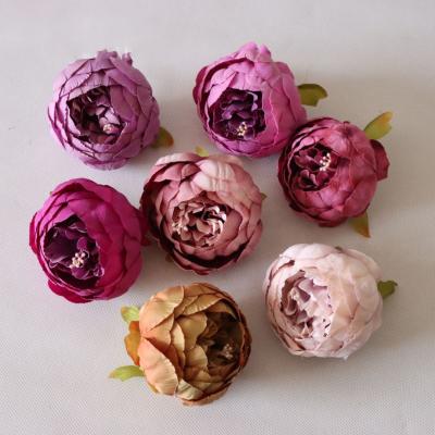 China SYB72604 Wedding Decoration Supplier DIY High Quality Realistic Artificial Flower Wall Simulation and Head Blush Realistic Fake Peony Roses Heads for sale