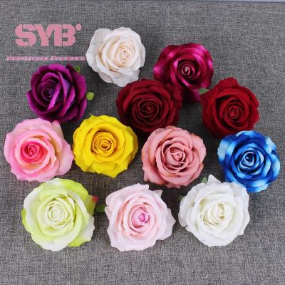 China SYB72704 Wedding Decoration Supplier DIY High Quality Realistic Artificial Flower Wall Simulation and Head Blush Realistic Fake Roses Roses Heads for sale