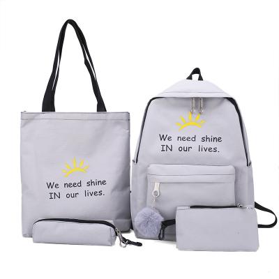 China New Design 4PCS Waterproof Durable Canvas Wholesale Cheap Kids School Bag Soft Set for sale