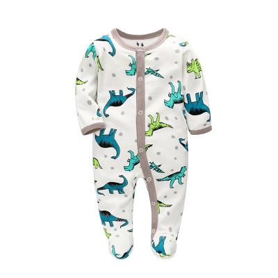 China High Quality 100% Cotton Newborn Baby Jumpsuit Instant Footed One-Piece Jumpsuit 100% Sleep and Play for sale