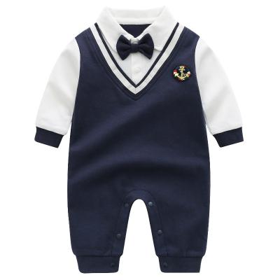 China Wholesale Newborn Romper Oneise Cotton Baby Boy Bow Tie Wedding Party Dress Baby Onesie for sale