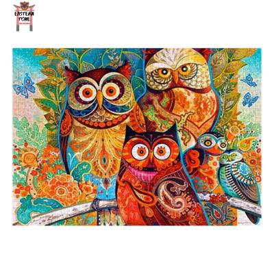 China 2021 High Quality Environmental Owl Puzzles Oil Painting Factory Price 1000 Piece Cardboard Puzzles Great For Adults And Kid for sale