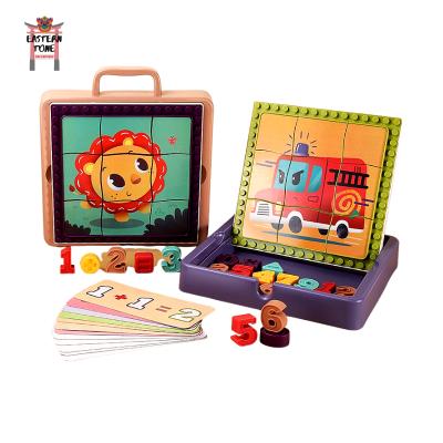 China 5 IN 1 New Trending 5 in 1 Numbers Assorted Digital Shape Board Puzzle Toy Wholesale Montessori Math Toys For Kids WITH Portable Box for sale