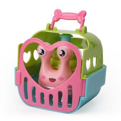 China Plastic Running Snail Press And Lovely Running Snail Press With Cage Funny Snail Toy Pet Hut Press And Go Animals Pet Cage Toy for sale