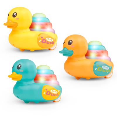 China Good Quality Plastic Small Little Animal Power Toy Functional Press Duck Toy Baby Educational Toys Cute for sale