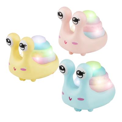 China Snail Toy Light Music Educational Pressing light and music sliding scooter kids press snail pull light back and music inertia crawling for sale