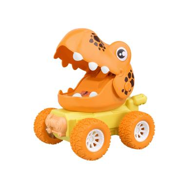 China 2021 Cartoon Hot Selling Plastic Toy Press Educational Race Pull Back Toys Dinosaur Car Press for sale