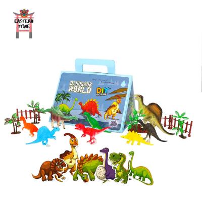 China Eductional Preschool Toys 2021 Newest Dinosaur Toys Figure With Trees Dinosaur And Activity Playmat Educational Realistic Game Set For Kids for sale