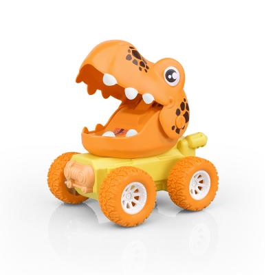 China Hot Selling Plastic Press And Go Dinosaur Car Toys Light Music Cartoon Press Racing Dinosaur Animal Car Toy For Kids for sale