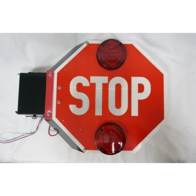 China LED Light Stop Sign Safety Mark OEM Red White Traffic Warning Directional Reflective Road Stop Sign 559*415*200mm for sale