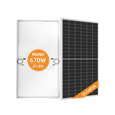 China High Resistance JIANGTEK 132 Mono Crystalline High Efficiency Cells 670w Solar Panel With 25 Years Warranty for sale