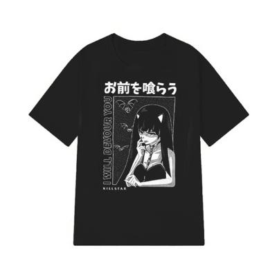 China Custom Short Oversized Japanese Anime Punk T-shirt Anti-wrinkle T-shirts y2k Gothic Sleeve Tee for sale