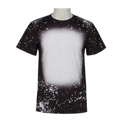 China Sustainable T Shirts With Custom Logo Printed Sublimation Bleached Look Polyester Mens T Shirt for sale