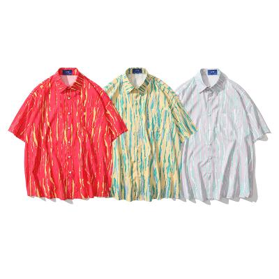 China Anti-Wrinkle Crew Neck Color Block Tie Dye Cotton Cotton Boxy Button Down Shirt Bottom For Logo Customized for sale