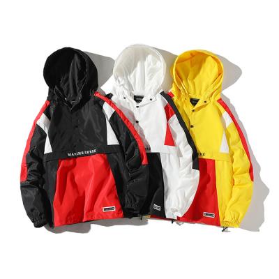 China Viable Custom Made Colorblock Men's Wholesale OEM Anorak Hoodie Jacket for sale