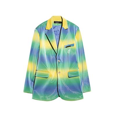 China Anti-wrinkle customized gradient leather men's unisex rainbow blazer jacket,casual vestir de Chaquetas traje for sale