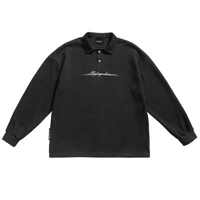 China Custom Embroidery 50% Polyester Cotton 50% Anti-shrink Vintage Sleeve Mens Polo Collar Full Sleeve Sweatshirts for sale