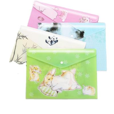 China Creative Trend Products Cartoon Rabbit Snap Button Envelope Document Bag PP Filing Envelopes for sale