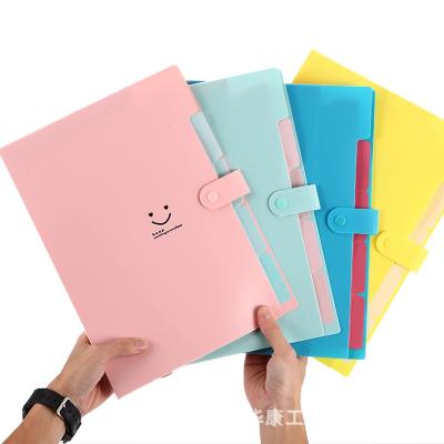 China Hot Selling PP Office File Storage Bag 5 Pockets Colorful PP Expanding Plastic Organizer for sale