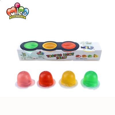 China Low Fat Colorful Traffic Light Sweet Fruit Flavors Mini Soft Juicy Jelly Cup Candy With Low Calorie for sale