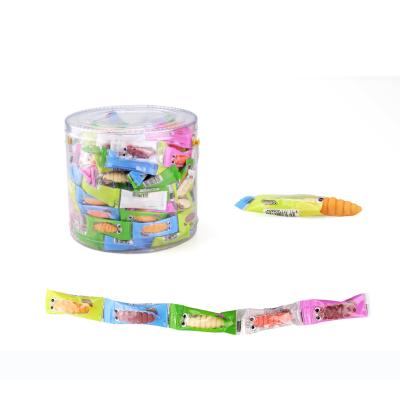 China Colorful Caterpillar Nutritious OEM Shape Soft Chewy Gummy Candy Bulk In Jar for sale