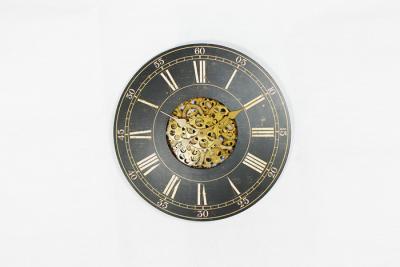 China Wooden Gear Wall Clock / Roman Numerals Clock For Bathroom for sale