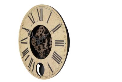 China Wooden Gear Wall Clock , Bedside Roman Numeral Clock HY-G069-B for sale