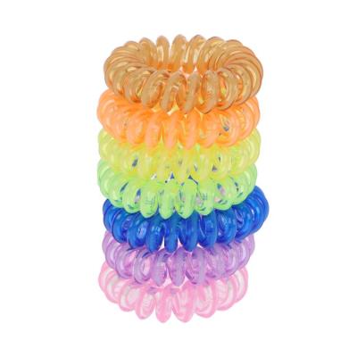 China Lady Plastic Hair Bands Multicolor Phone Cord 4pcs Elastic Rubber Headband for sale