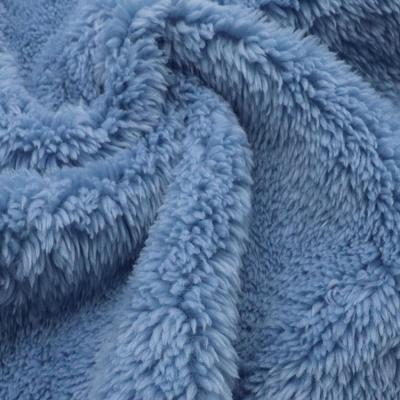 China Brushed Sueded 260gsm solid dyed palladium fleece polyeter two sides comfortable sherpa plush fabric for sale