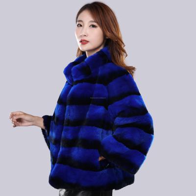 China 2019 New Style Luxury Anti-shrink Rex Rabbit Fur Coat Real Chinchilla Fur Coat for sale