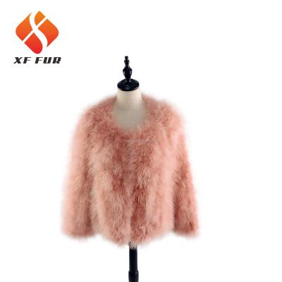 China 2019 Fashion Genuine Ostrich Feather Fur Jacket Anti-Shrink Tracksuit for sale