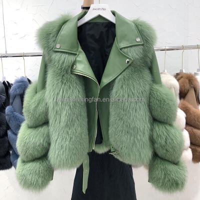 China New Winter Thick Warm Leather Jacket Anti-Shrink Leather Jacket Women's Real Fox Fur Coat for sale