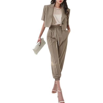 China Anti-pilling pants new fashion casual suit 2022 summer HN0549085 dress temperament suit small size two-piece jacket for sale