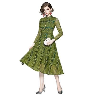 China AZ6264070 Anti-wrinkle station European autumn new lace temperament waist dress long for sale