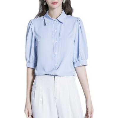 China Anti-pilling women's summer section short-sleeved shirts new 2022 slim sense niche design puff-sleeved wild top XA9061040 for sale