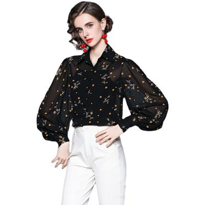 China XC3262040-Temperament Style Design Blast Sense Design Western Female Shirt Anti-shrink Sleeve Female European Lantern Sleeves for sale