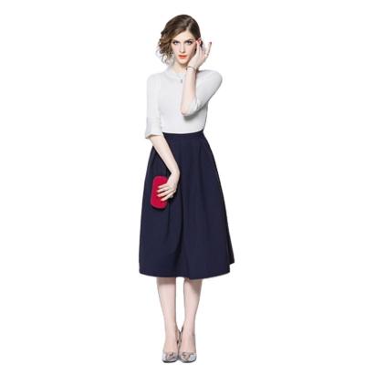 China Two-piece suit a-line thin sweater + skirt trumpet sleeve skirt viable fashion (send the belt) HJW9620068# for sale