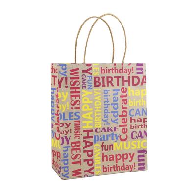 China Recyclable Present Happy Birthday Letter Printing Gift Paper Bag Kraft Paper Bag for sale