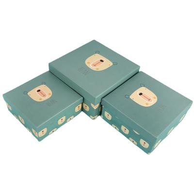 China Recyclable Small Gift 3 Sets Cardboard Paper Box Lid And Base Box With 4 Colors Available for sale