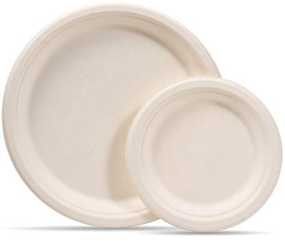 China Disposable Compostable Eco-Friendly Round Plates 50 Dinner Dishes And 50 Small Dessert Dishes Made From Wheat Straw Fiber Bagasse Sugar Cane for sale