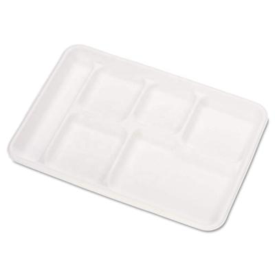 China Disposable Eco-Friendly 6 Compartment School Tray - Made From Bagasse Sugar Cane Fiber - Biodegradable, Compostable for sale