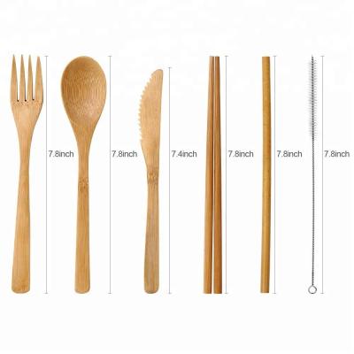 China Sustainable Bamboo Utensils | Travel bamboo utensils | Eco Friendly Flatware Set | Knife, Fork, Spoon, Reusable Straws & Chopsticks | Camp for sale