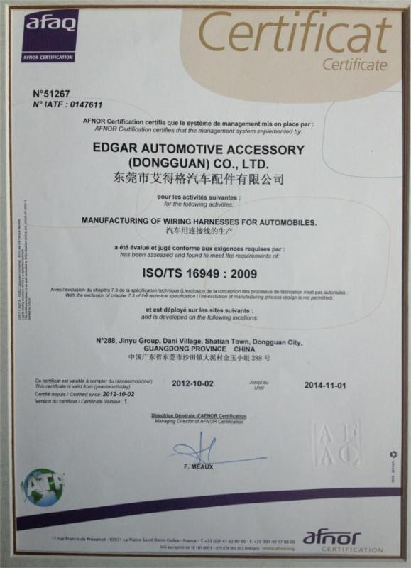 ISO/TS-16494 - Edgar Auto Harnesses LTD