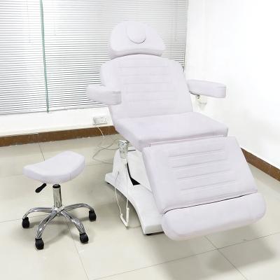 China Yimmi PVC Beauty Treatment Chair Salon Table 3/4 Motors Beauty Chair Salon Electric White Color Cosmetic Chair Leather for sale