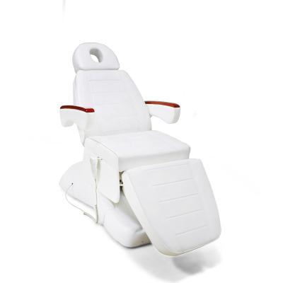 China Lash Tattoo Aesthetic Bed Wooden Armrest Massage Treatment Chair 3/4 Modern Electric Facial Motor White Spa Beauty Bed for sale