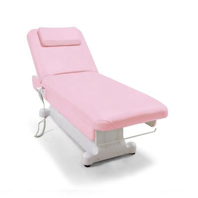 China Yimmi Beauty Salon Pink Modern Bed Tattoo Facial Bed Massager 3 Electric Motors Spa Bed Massage Table for sale