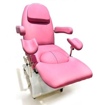 China With Wheel Portable Electric Gynecological Examination Chair Clinic 3 Motor Delivery Wheels Push Up Pink Gynecological Examination Table for sale